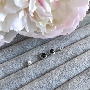 Genuine Black Onyx 925 SS stud earrings